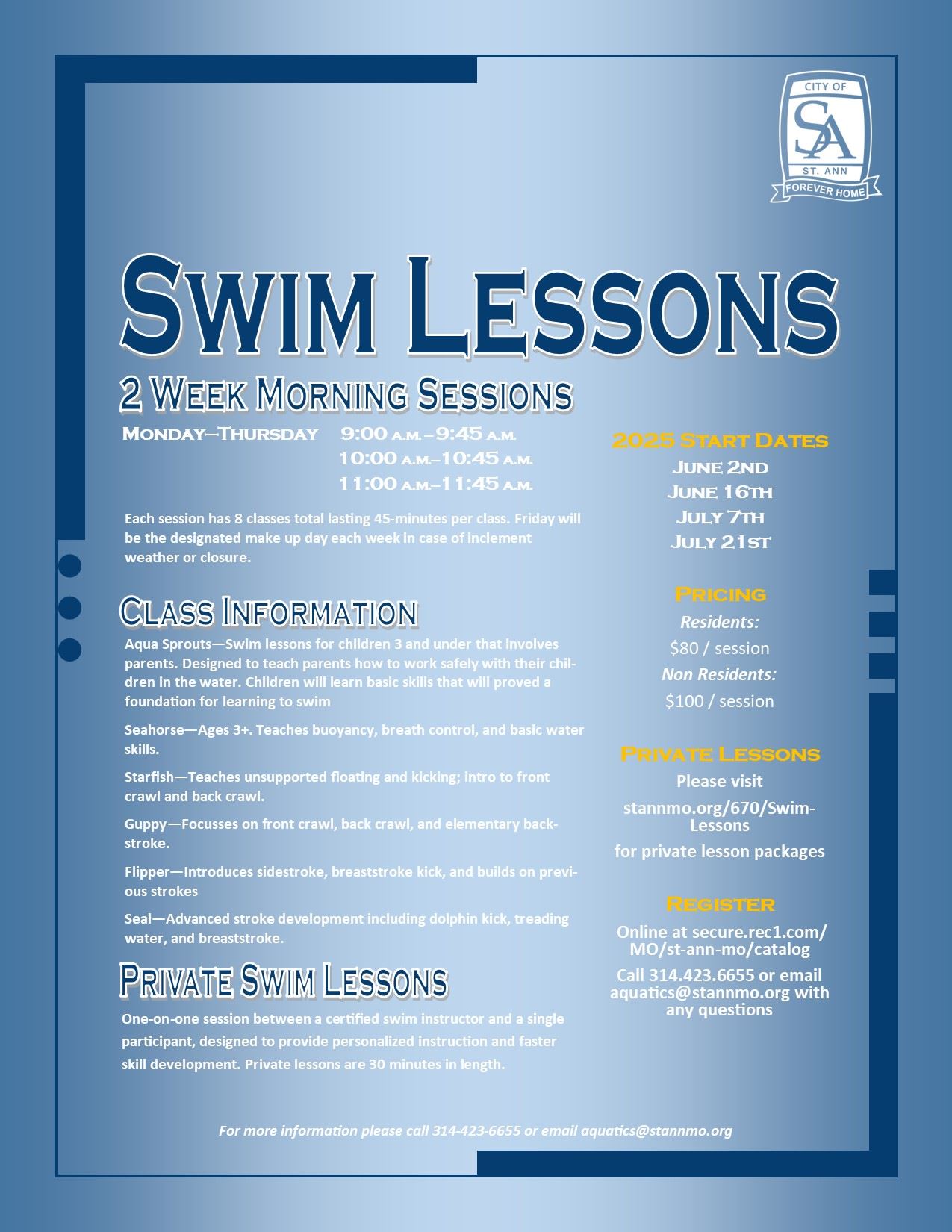Swim Lesson Flyer 2025